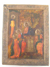 Appraisal: A Russian th century Old Testament Trinity icon with individual