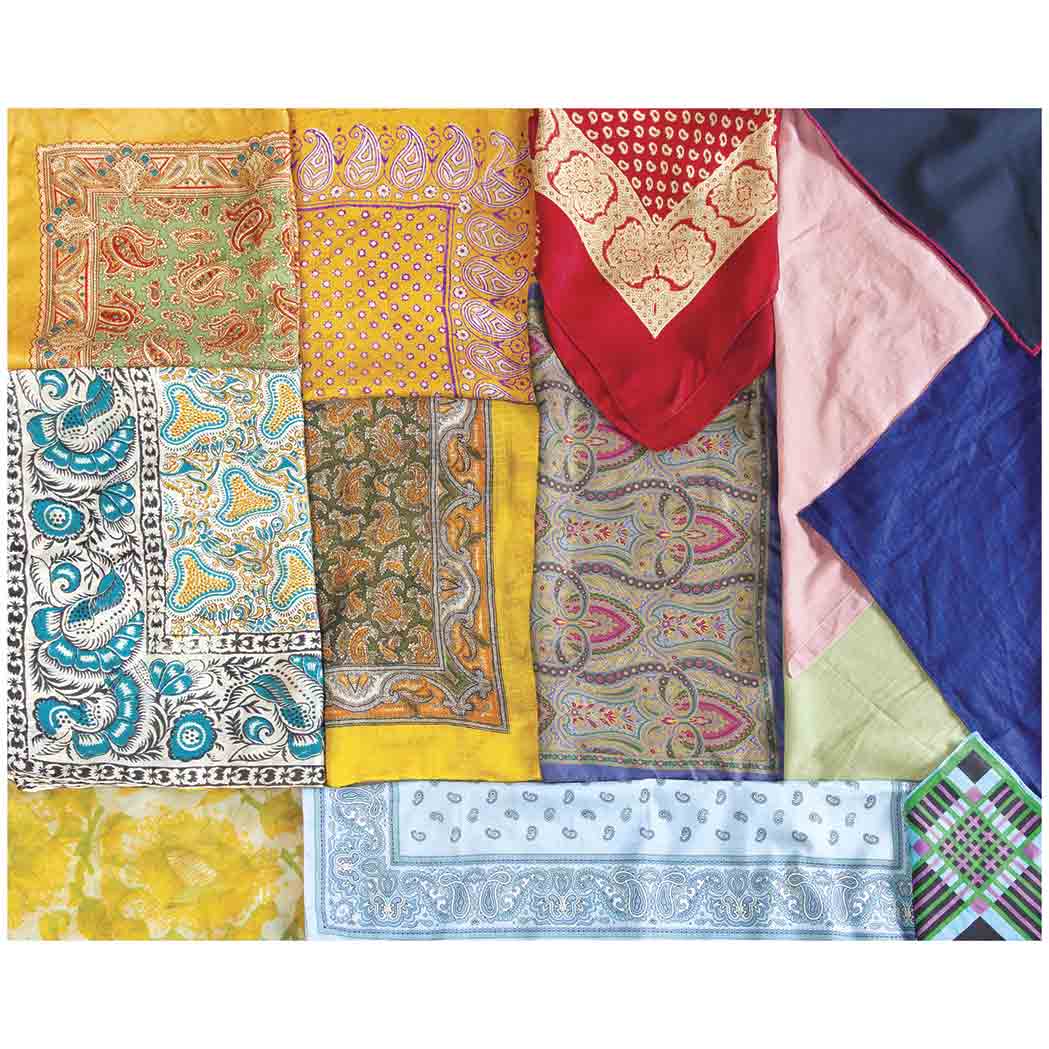 Appraisal: Collection of Thirteen Pocket Squares and Scarves Various patterns comprising