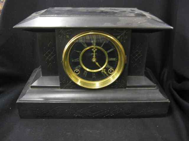 Appraisal: Ingraham Mantle Clock ''Alamo'' Model circa 's ebonized case Roman