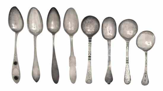 Appraisal: A Collection of Eight Early Continental Silver Spoons of various