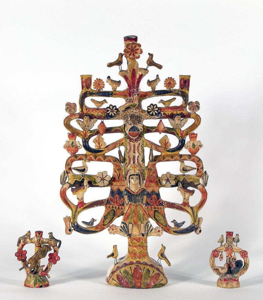 Appraisal: Mexico rbol de la Vida Candelabra and Candle Holders Mexico