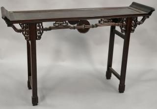 Appraisal: Chinese hardwood hall table with carved skirt ht in lg