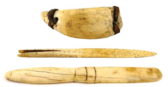 Appraisal: Carved bone and ivory three pieces th - th C