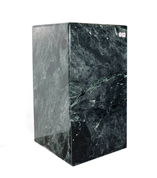 Appraisal: A pair of black veined square form marble pedestals height