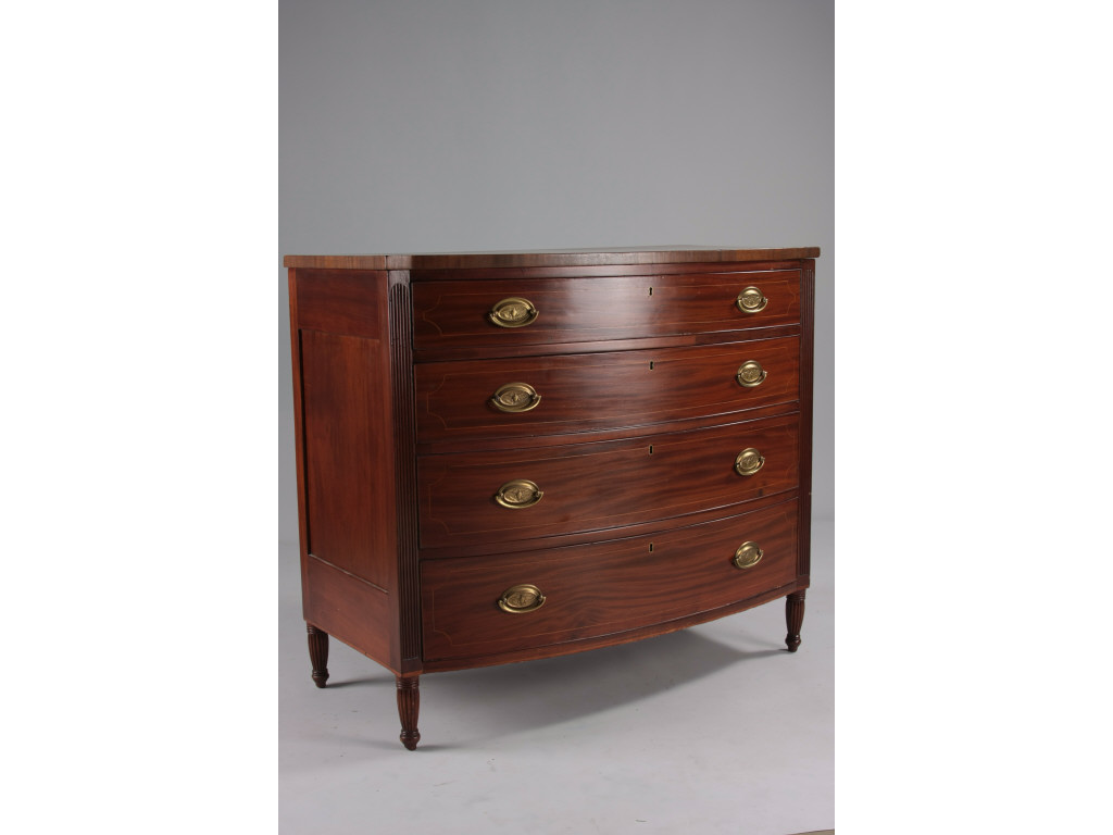 Appraisal: Bowfront Federal Chest of Drawers Mid Atlantic ca mahogany veneers