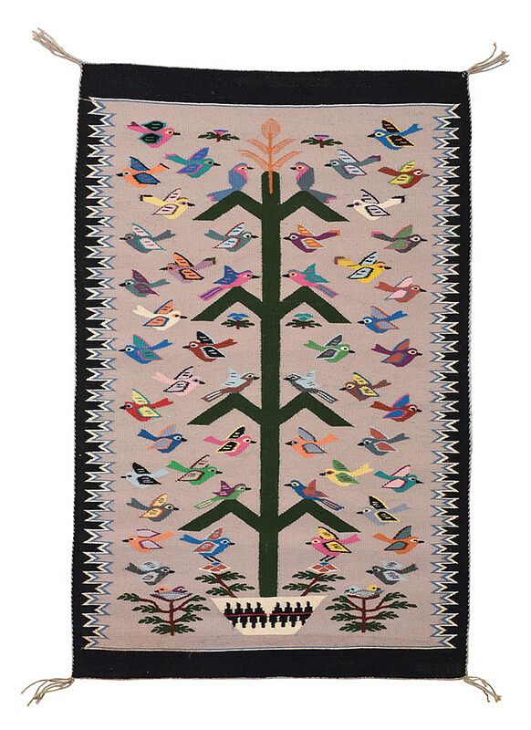 Appraisal: Navajo Tree of Life Textile th century natural and dyed