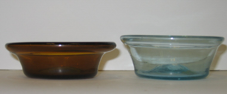 Appraisal: TWO NEW ENGLAND FREEBLOWN BOWLS inch diameter inch tall aqua-green