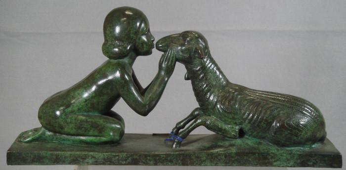 Appraisal: Charles Raphael Peyre French - bronze sculpture of kneeling nude