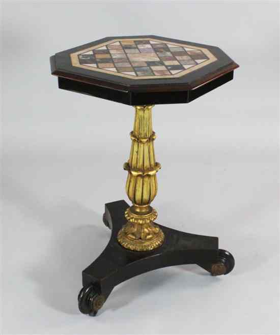 Appraisal: A Regency design rosewood and giltwood octagonal occasional table with