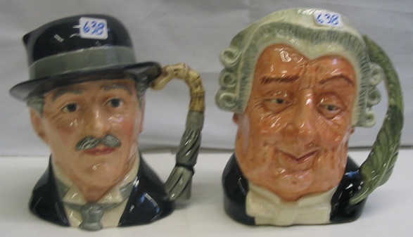 Appraisal: TWO ROYAL DOULTON GLAZED PORCELAIN CHARACTER MUGS large size The