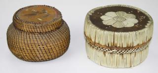 Appraisal: Native American birch bark containers- Mi'kmaq rd box w quill