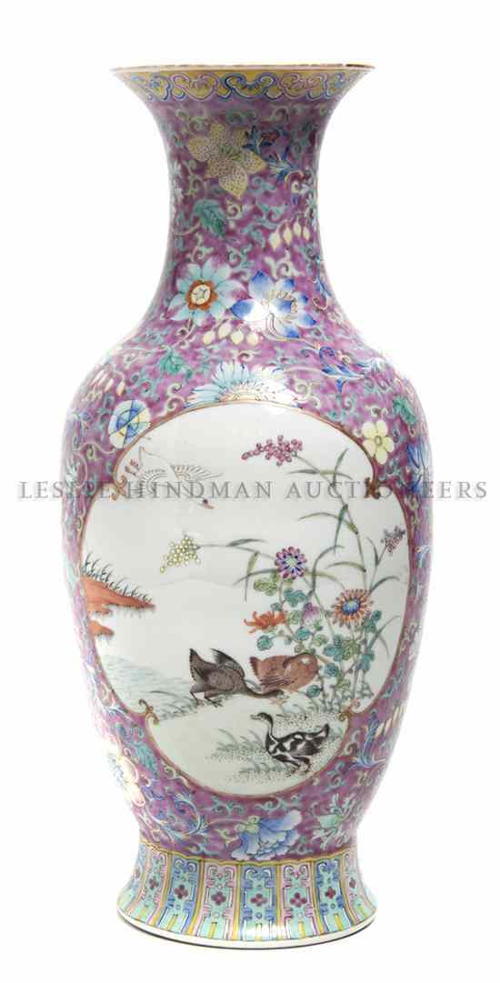 Appraisal: A Chinese Porcelain Baluster Vase having central cartouches depicting geese