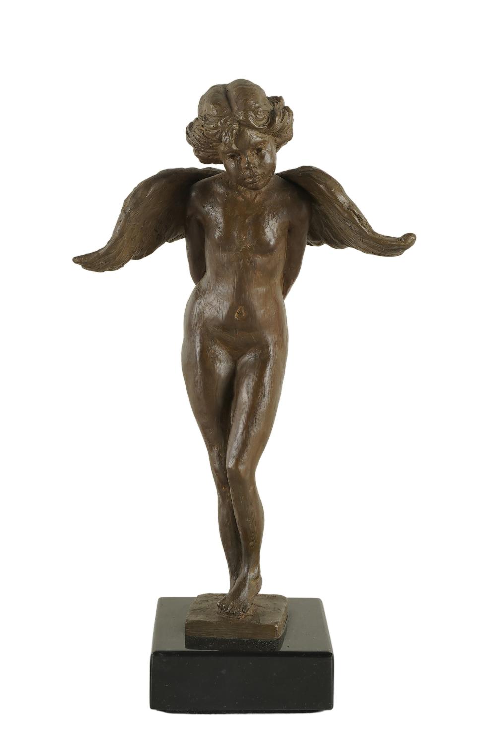 Appraisal: TH CENTURY FIGURE OF A WINGED NUDE bronze signed Mishkin