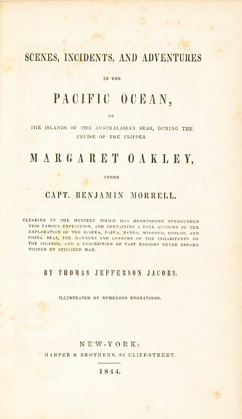 Appraisal: JACOBS THOMAS JEFFERSON Scenes Incidents and Adventures in the Pacific