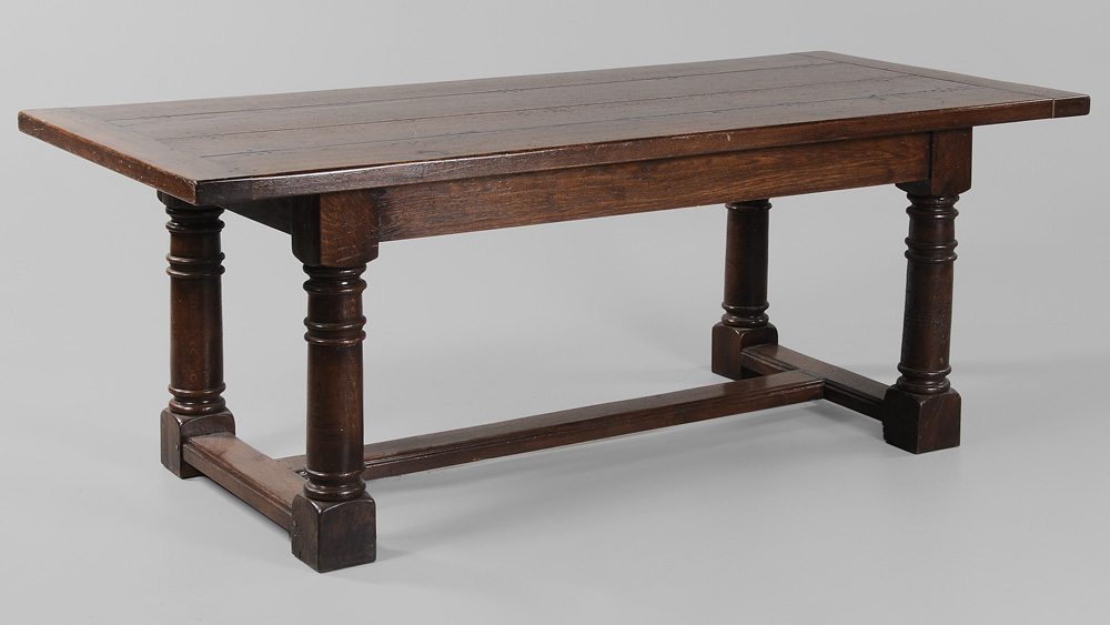 Appraisal: Oak Refectory Table French th century heavy oak pegged construction