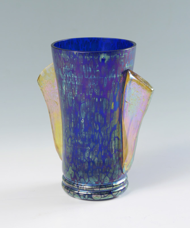 Appraisal: LOETZ COBALT PAPILLON ART DECO VASE Unsigned attribution to Loetz