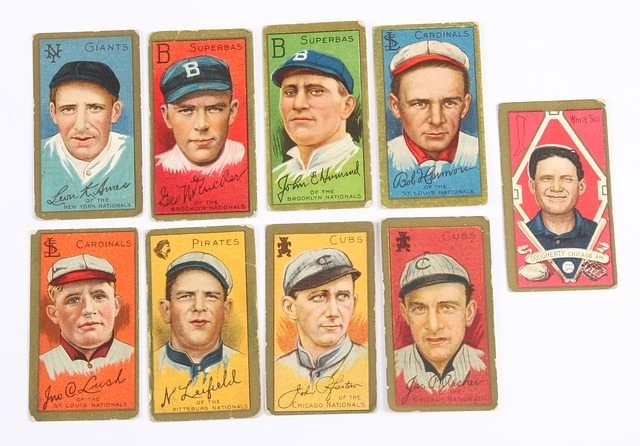 Appraisal: Grouping of nine T- baseball cards Cards include Leon Ames