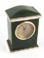 Appraisal: A fine French hallmarked silver and nephrite jade clock by