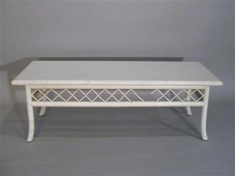 Appraisal: WHITE RATTAN COCKTAIL TABLE h w d in Provenance The