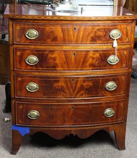 Appraisal: Federal bow front chest of drawers executed in mahogany circa