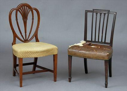 Appraisal: TWO FEDERAL CARVED MAHOGANY SIDE CHAIRS The one with stepped