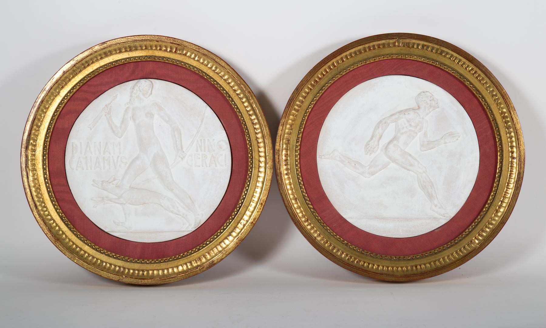 Appraisal: Nino Geraci Pair of Art Deco plaster plaques Italian -