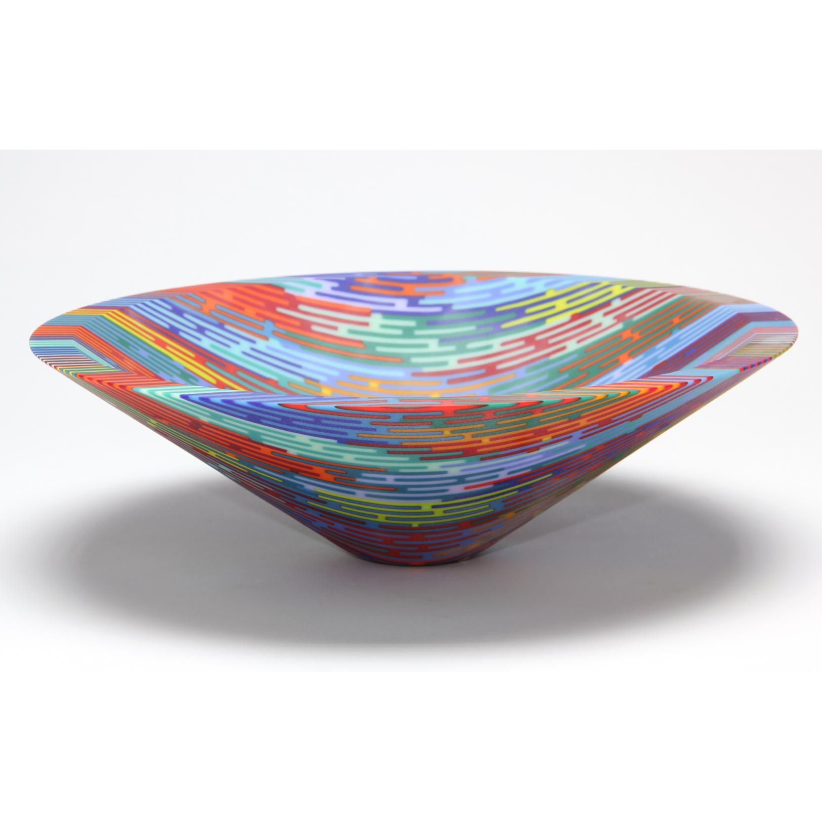 Appraisal: Kremer Glass Studios Rainbow Bowl multi colored cut and fused