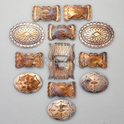 Appraisal: COLLECTION OF NAVAJO SILVER CONCHA ELEMENTS Twelve pieces ca Six