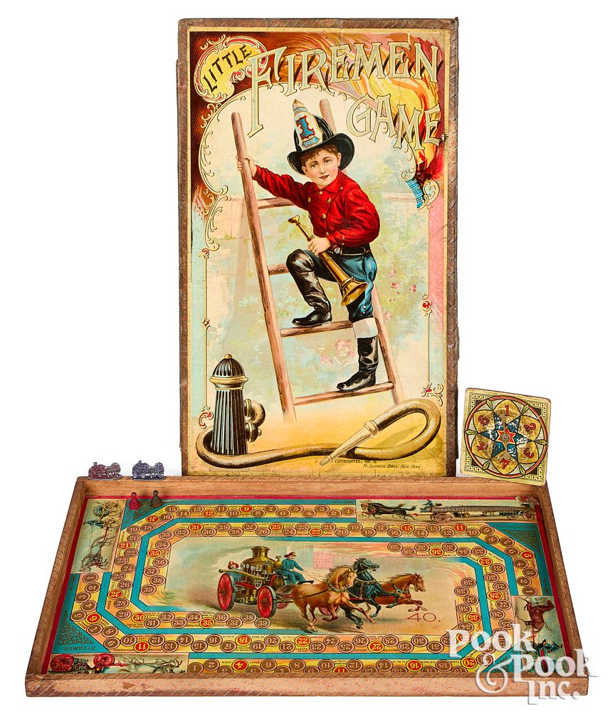 Appraisal: McLoughlin Bros Little Firemen Game ca McLoughlin Bros Little Firemen