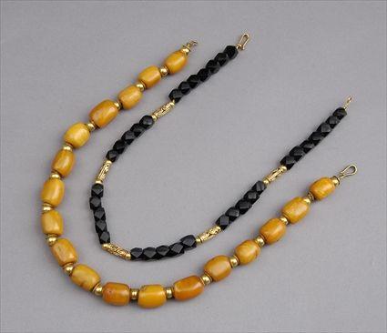 Appraisal: Gold and Amber Necklace together with a Gold and Jet