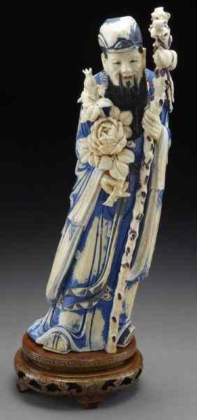 Appraisal: Chinese polychrome ivory figure International buyers should note that several