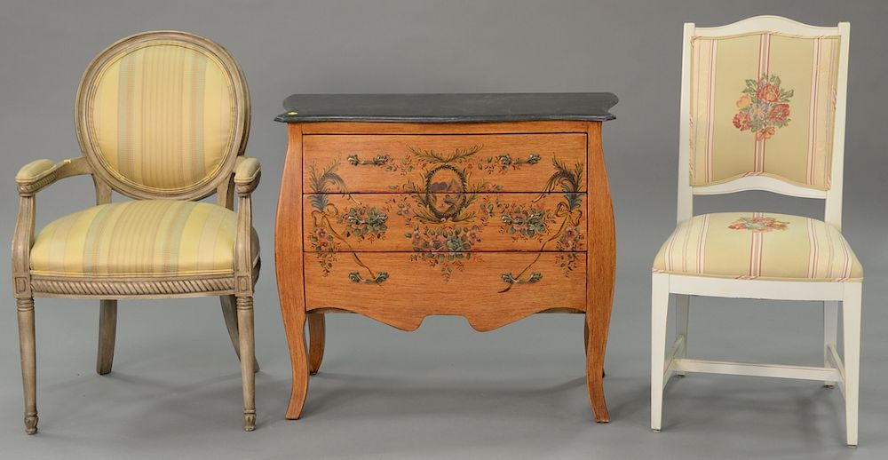 Appraisal: Three piece lot to include a marble top commode ht