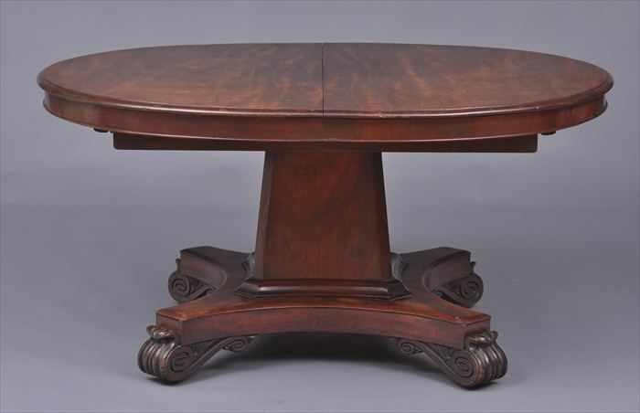 Appraisal: WILLIAM IV CARVED MAHOGANY EXTENSION DINING TABLE Cut down the