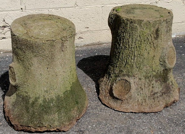 Appraisal: Two concrete tree branch form garden ornaments stands h approx