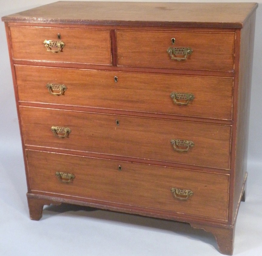 Appraisal: A thC mahogany chest of two short and three long