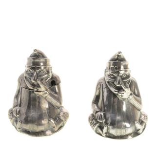 Appraisal: Pair Edwardian sterling Mr Punch condiment pots Pair Edwardian sterling