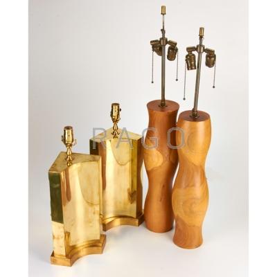 Appraisal: MODERN LIGHTING Four table lamps pair Iin brass with gold