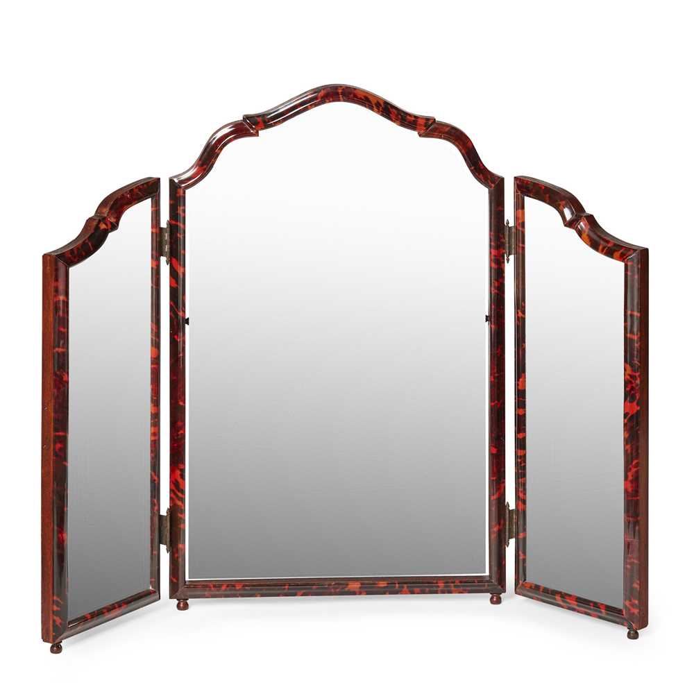 Appraisal: Y QUEEN ANNE STYLE RED TORTOISESHELL TRIPLE DRESSING TABLE MIRROR