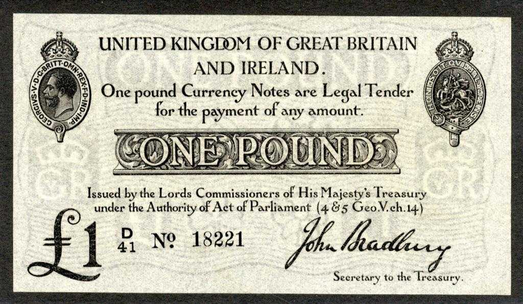 Appraisal: TREASURY JOHN BRADBURY SECOND ISSUE ONE POUND D DUGG T