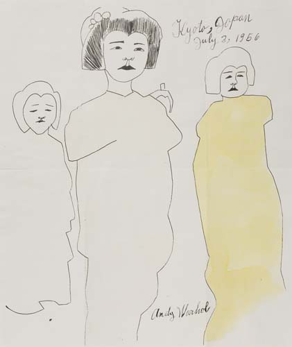 Appraisal: ANDY WARHOL Kyoto Japan Three Women Pen and black ink