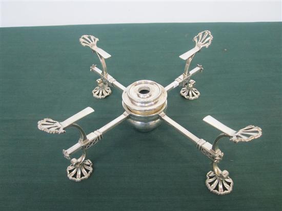 Appraisal: ENGLISH STERLING SILVER WARMING STAND Cross form with adjustable arms