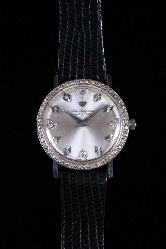 Appraisal: GENTLEMAN'S K WHITE GOLD AND DIAMOND WRISTWATCH BY JULES JURGENSEN