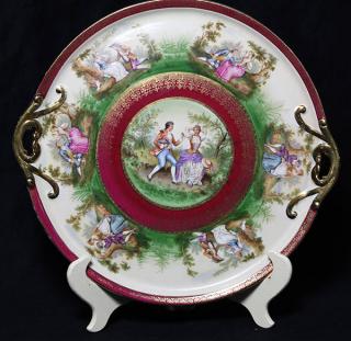 Appraisal: Royal Vienna transfer decorated tray of circular form with pierced