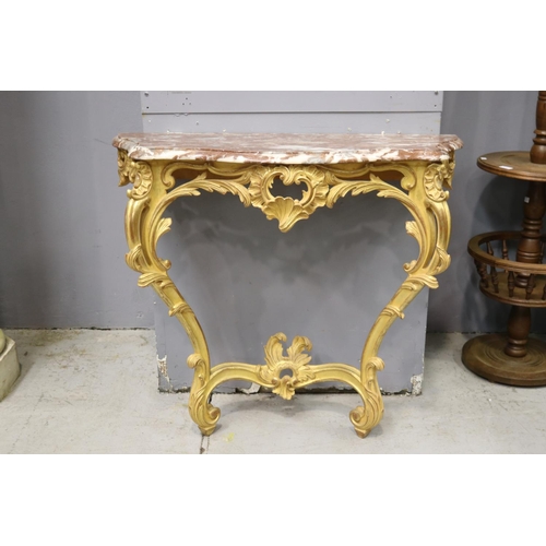 Appraisal: Fine French giltwood marble topped console approx cm H x