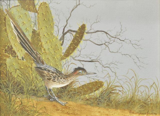 Appraisal: Framed watercolor painting on board The Roadrunner signed lower right