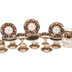 Appraisal: An English Porcelain Dessert Service Early th Century with cobalt