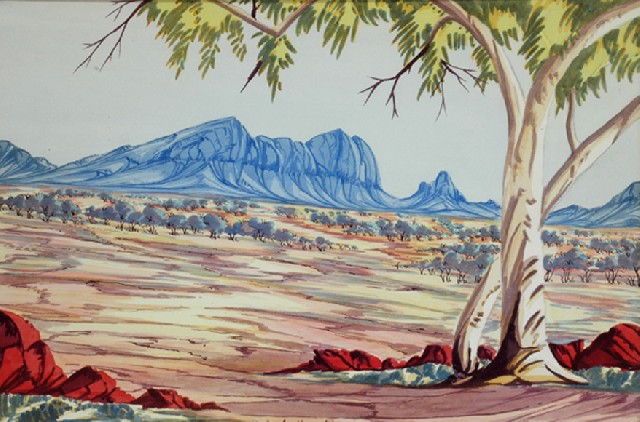 Appraisal: Gabriel Namatjira - Central Desert Landscape watercolour signed 'Gabriel Namatjira'