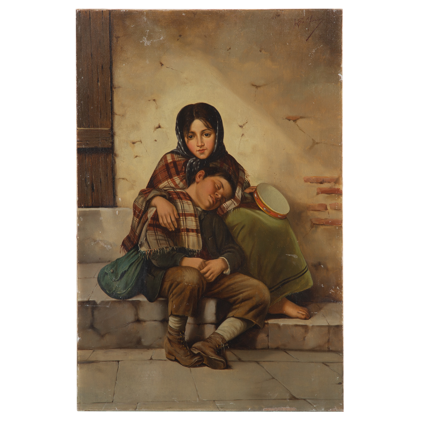 Appraisal: JOHN CALIFANO BEGGAR CHILDREN OIL Italian American - Oil on