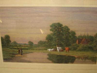 Appraisal: GEORGE VICAT COLE Rural Scene with Fisherman in the Foreground