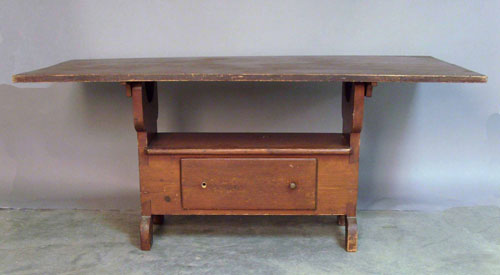 Appraisal: Pine bench table th c h w d